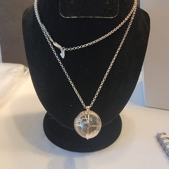 HDM Silvertone Earth Globe Necklace - Picture 4 of 4